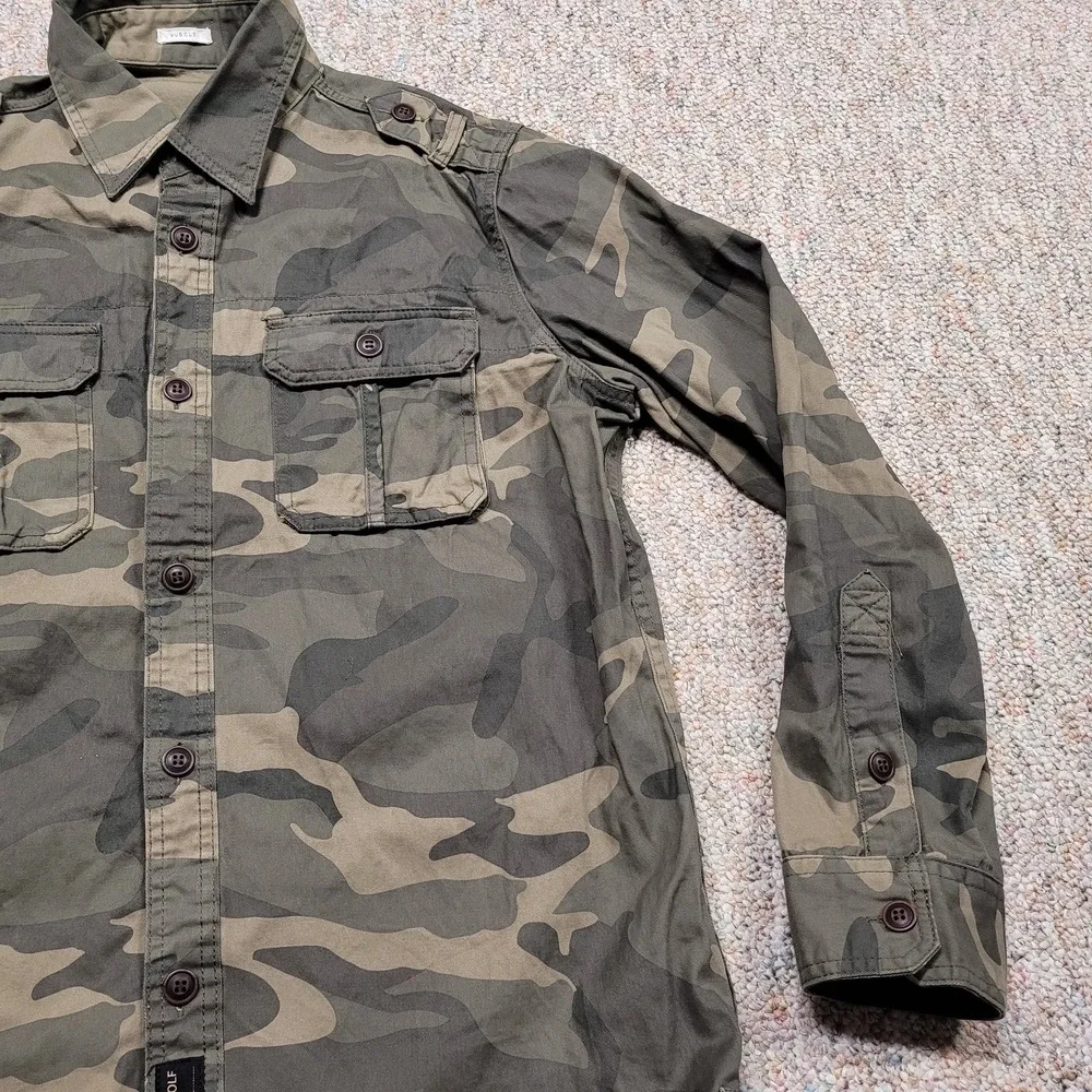 Abercrombie & Fitch Jacket Mens Large Woodland Camo Military Cruel Wolf‎ Muscle